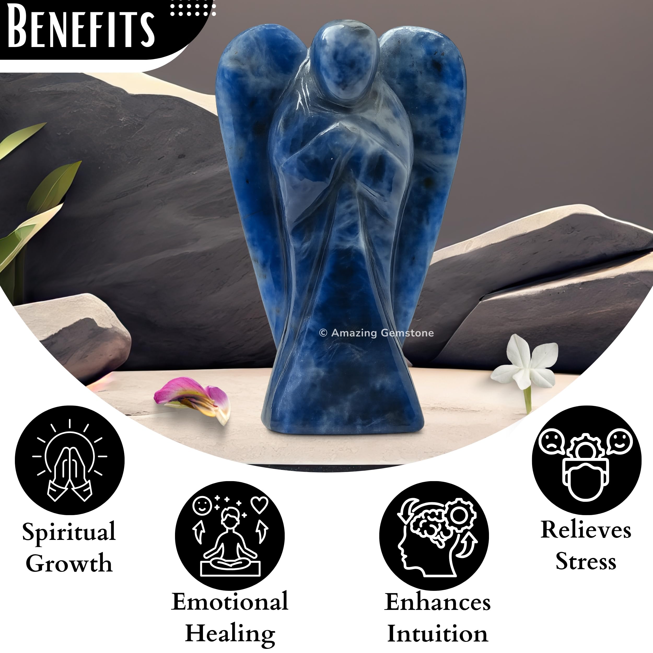 Amazing Gemstone sodalite angel earthly mined crystal, natural statement piece.