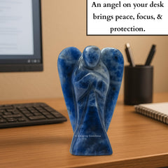 Amazing Gemstone sodalite angel gift-ready décor for home and desk.