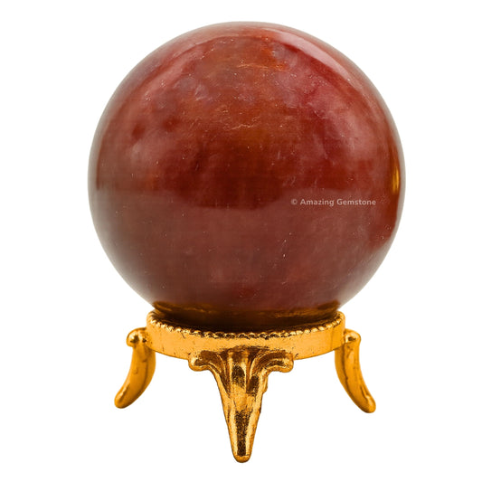 Amazing Gemstone strawberry quartz crystal ball with stand on display for meditation