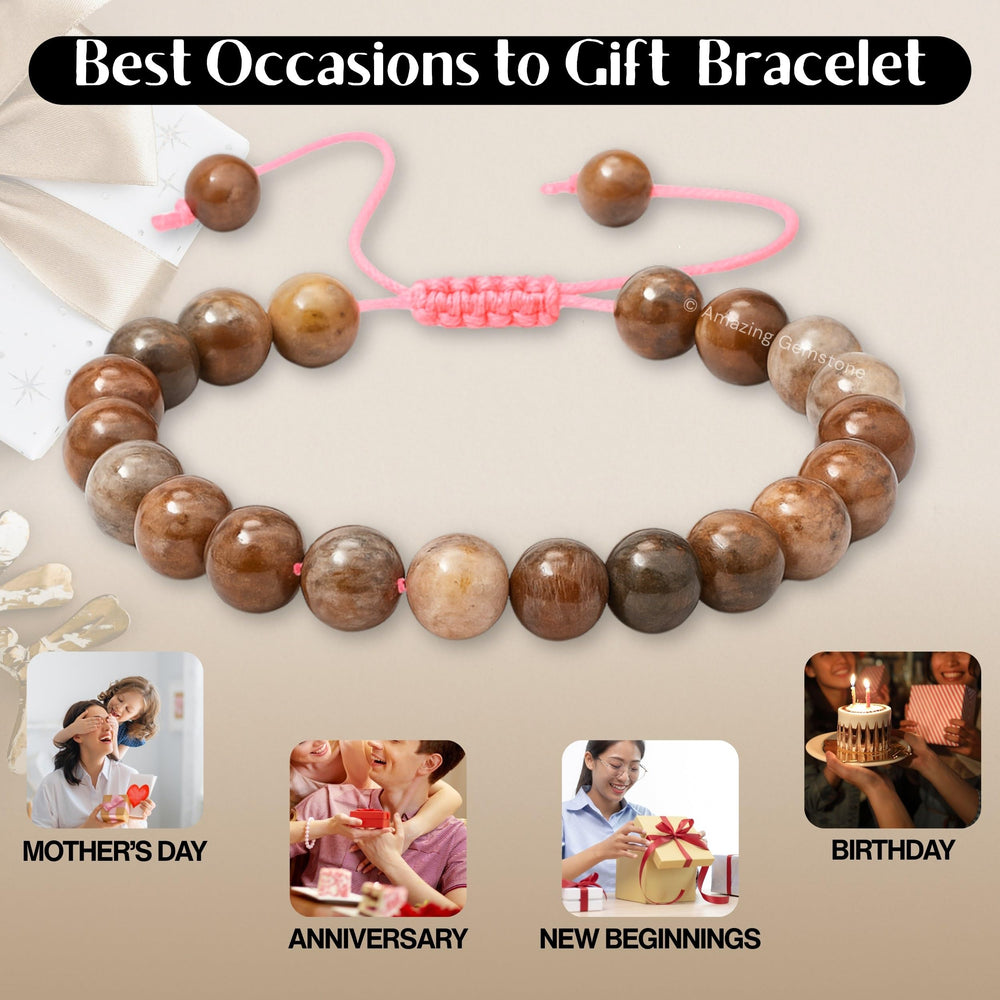 Amazing Gemstone Sunstone Bracelet care-instructions visual guide suggests gentle handling
