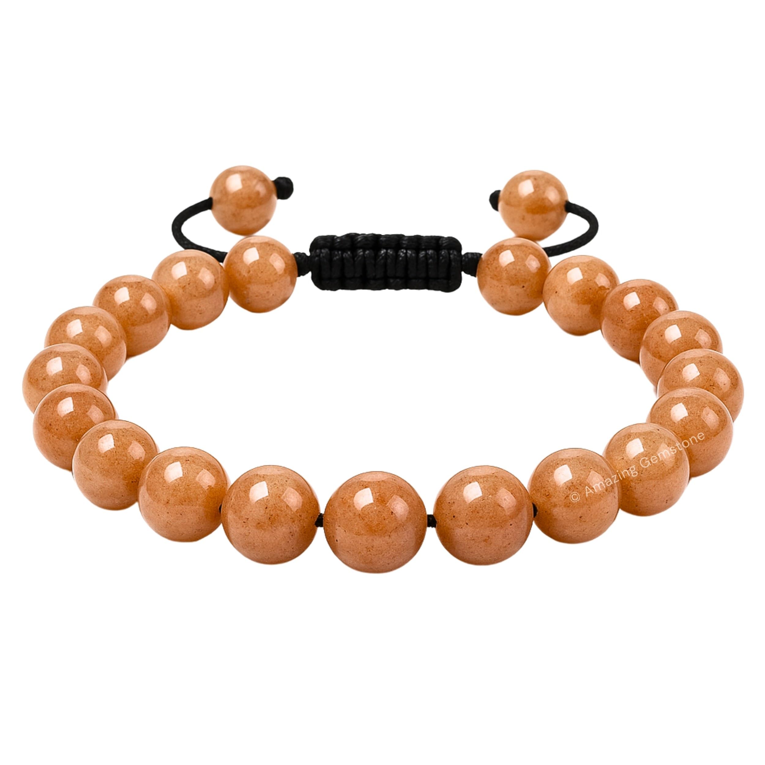 Amazing Gemstone Sunstone Bracelet beads closeup showing authentic color and texture