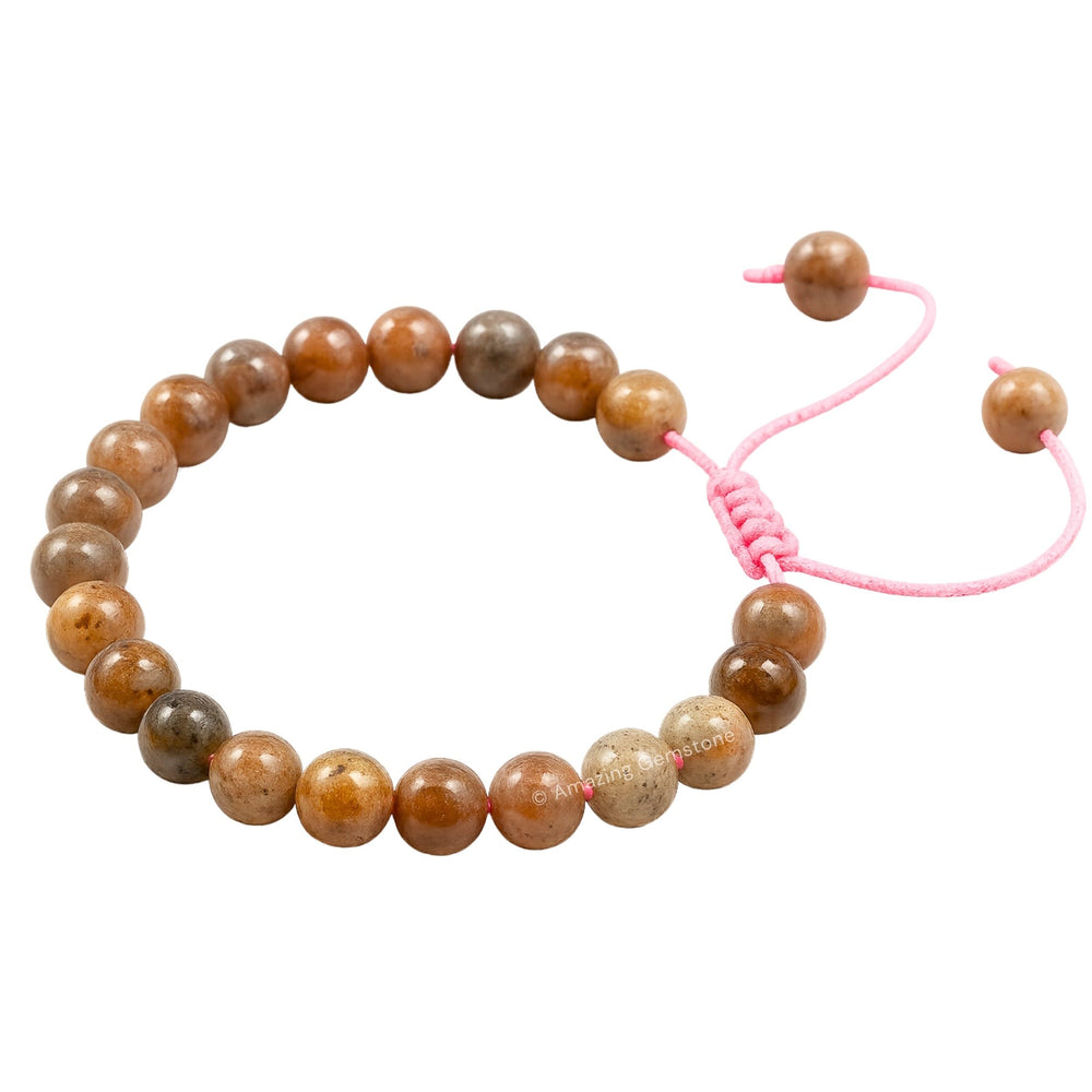 Amazing Gemstone Sunstone Bracelet worn on wrist showing adjustable fit for comfort