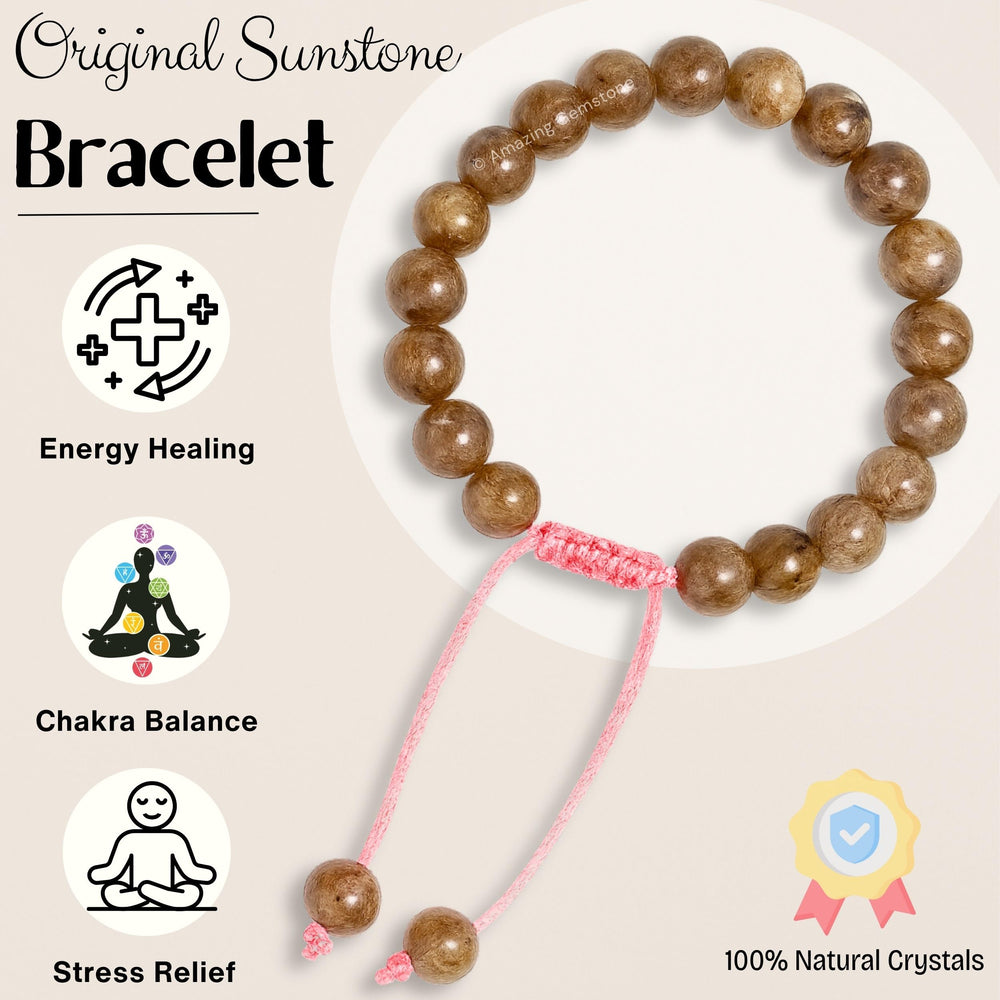 Amazing Gemstone Sunstone Bracelet packaging in zip bag demonstrates ready-to-gift appeal