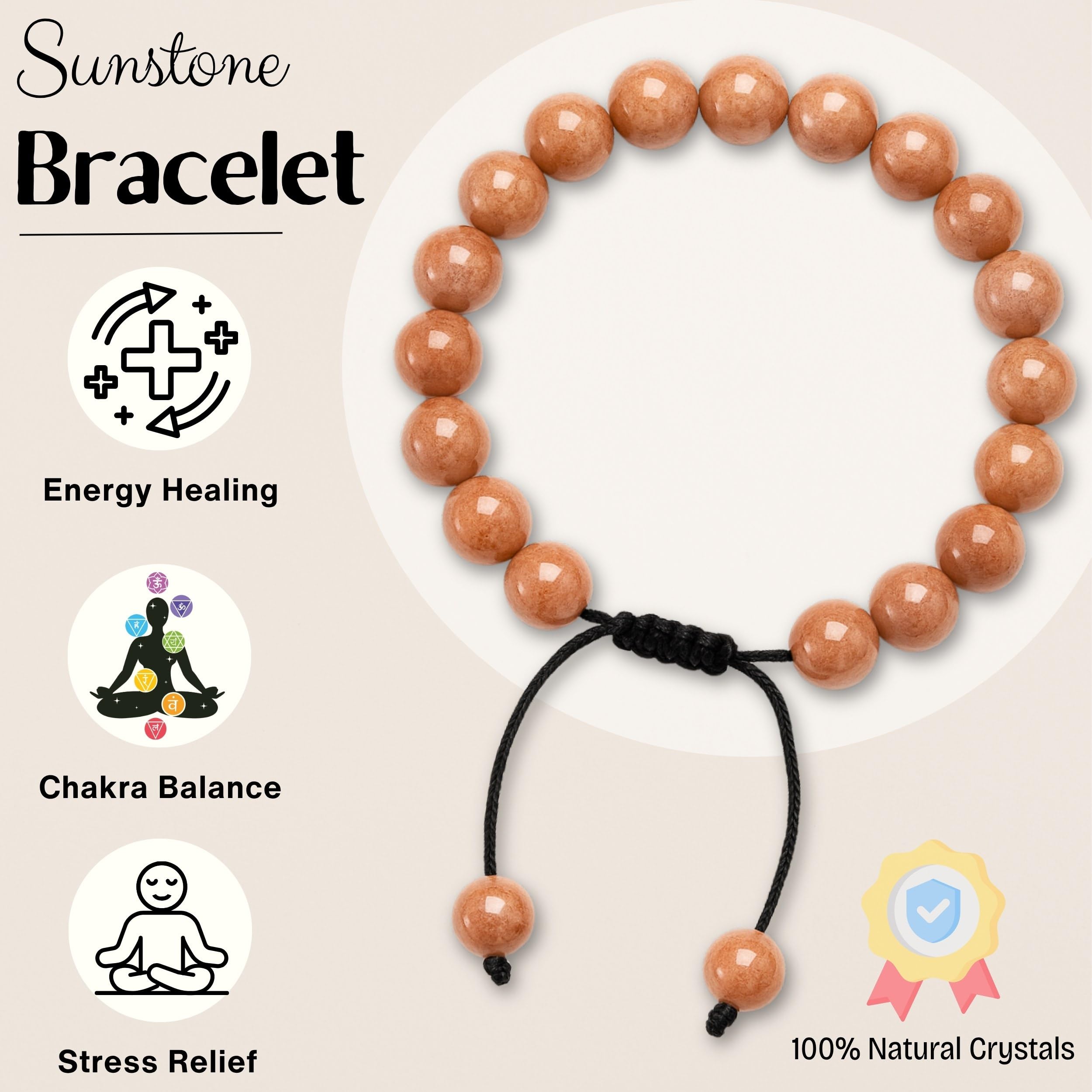 Amazing Gemstone Sunstone Bracelet packaging closeup ready for gifting