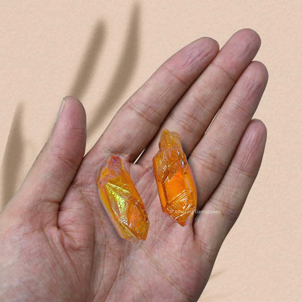 Amazing Gemstone Tangerine Aura Quartz natural rocks ideal for meditation spaces