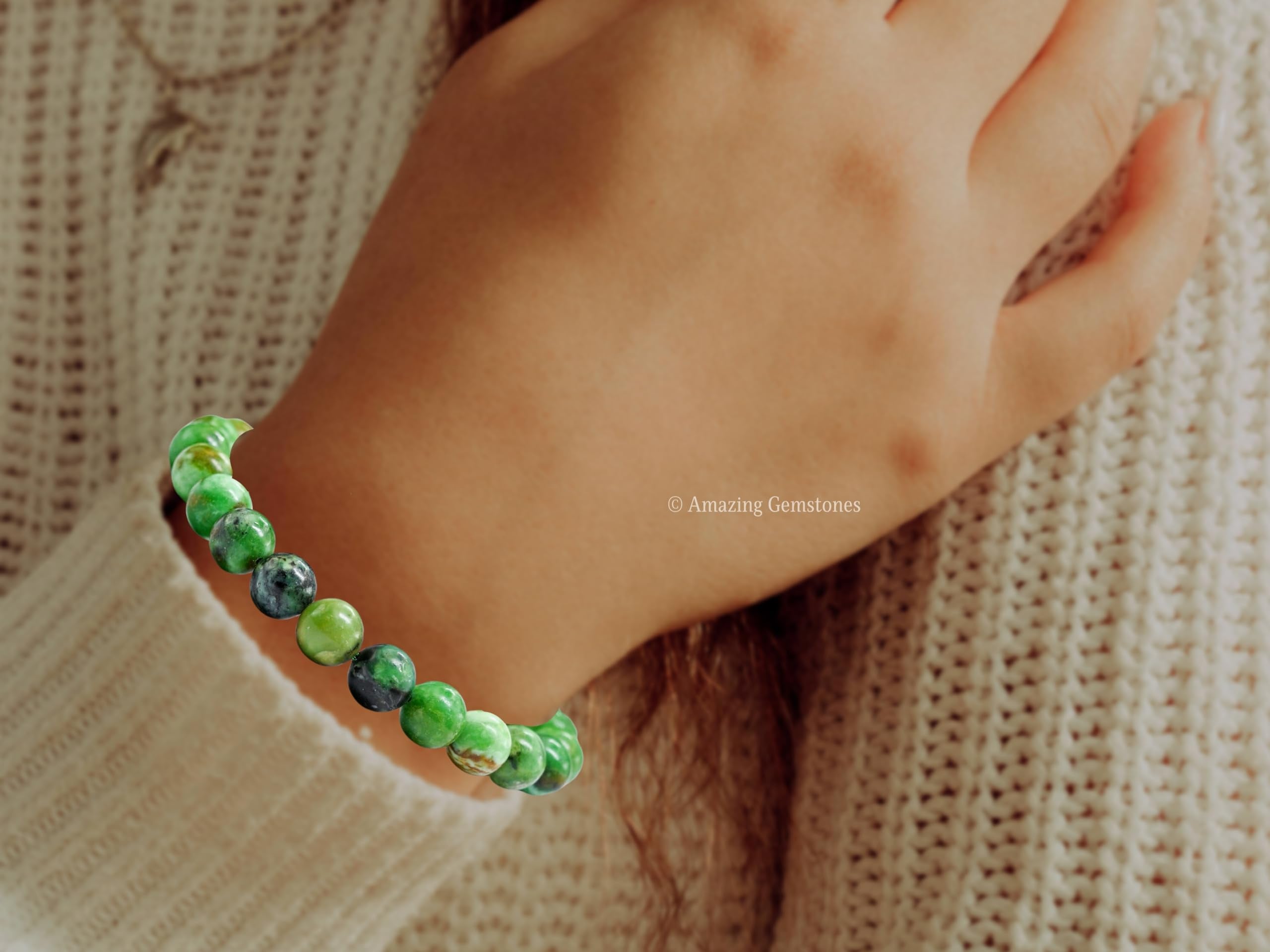 Amazing Gemstone Variscite bracelet packaged in a zip bag for gifting.
