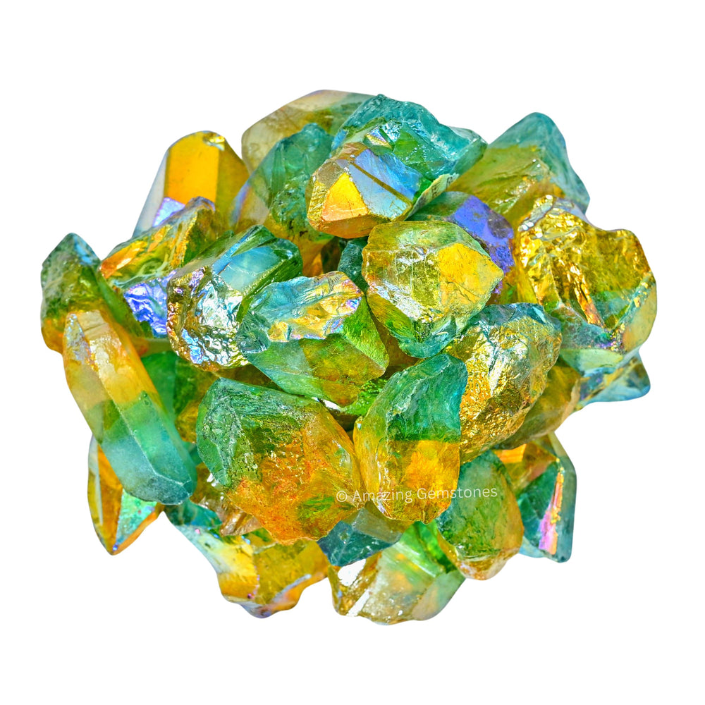 Amazing Gemstone yellow aqua aura quartz raw crystal point for meditation and focus