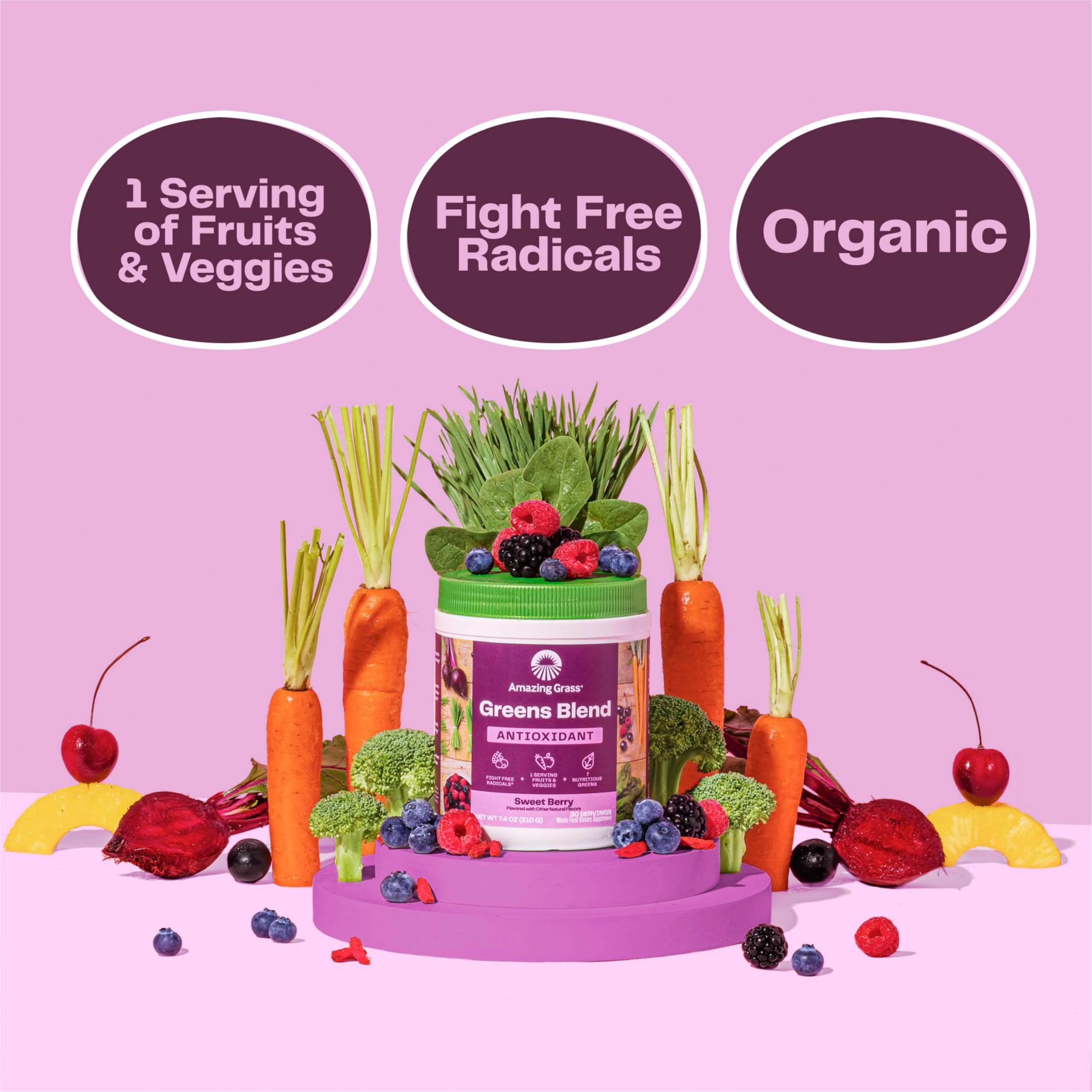 Amazing Grass Beet Root Powder Bottle with deep crimson powder