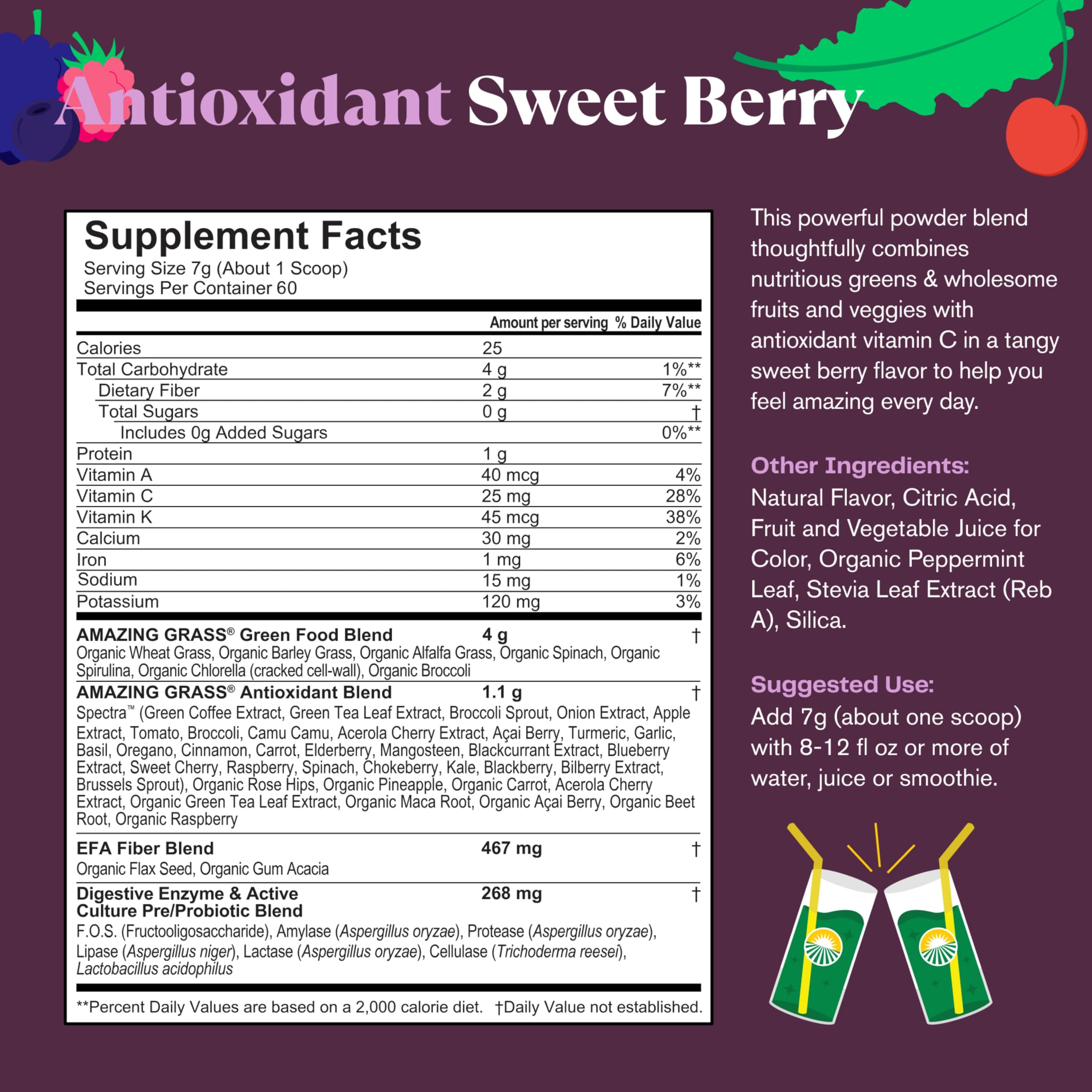 Amazing Grass Elderberry Probiotics Pack highlighting gut-friendly antioxidants