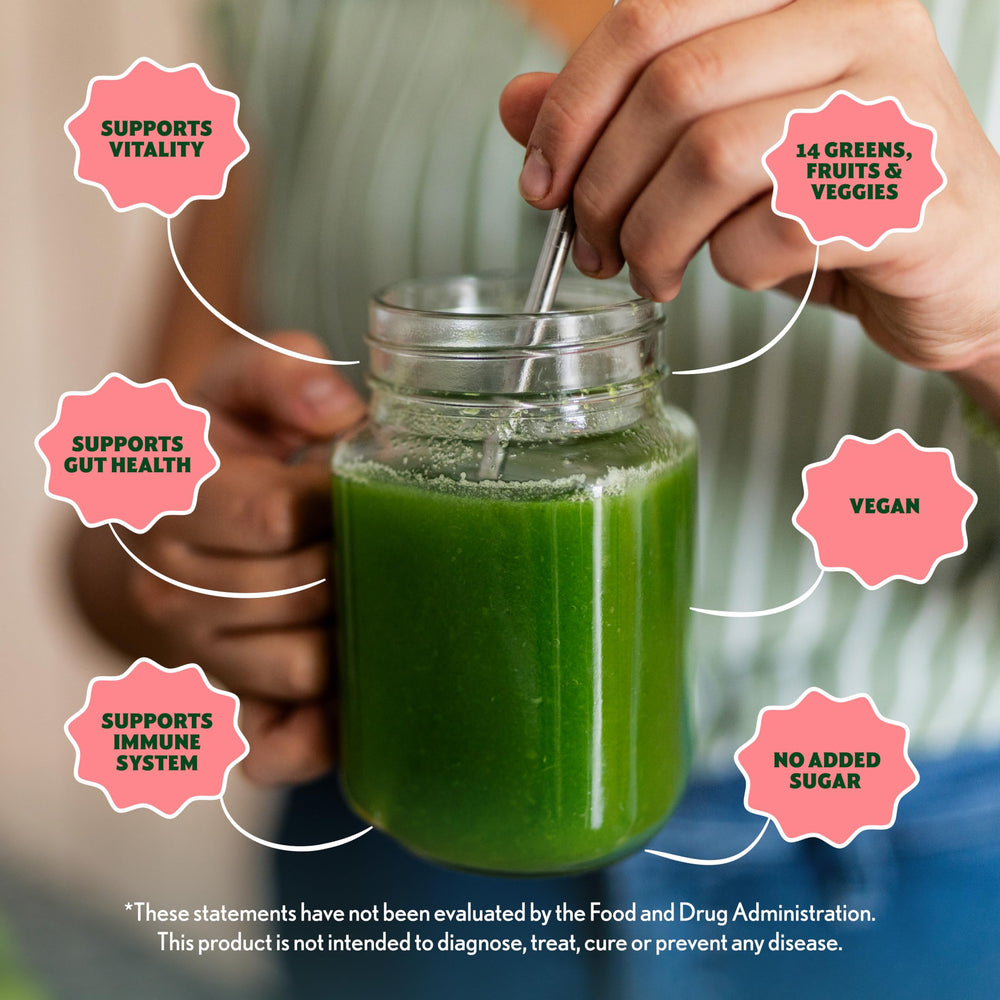 Amazing Grass Green Superfood Energy served in a glass for hydration.
