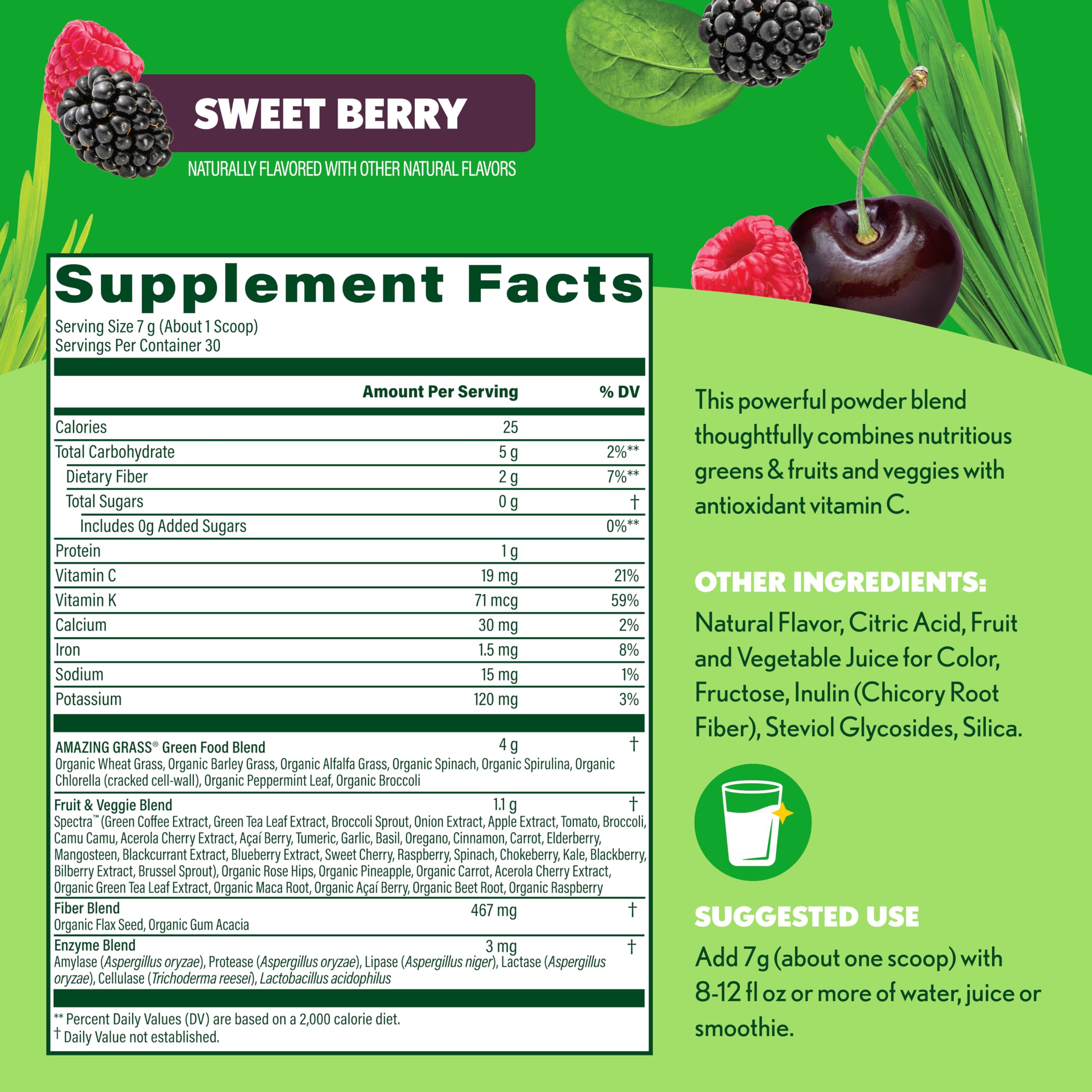 Amazing Grass Greens Blend baking-ready powder used in recipes for added nutrition.