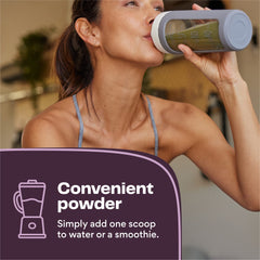 Amazing Grass Greens Blend label confirms organic, sugar-free, gluten-free, plant-based benefits.