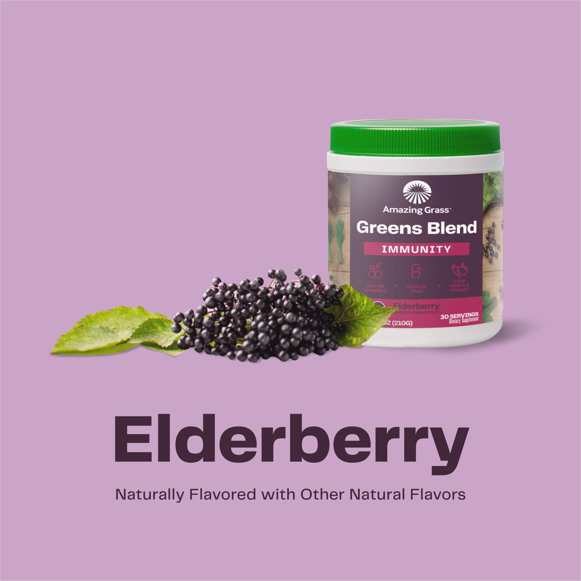 Amazing Grass Greens Blend scoop highlights a simple one-scoop daily routine for energy.