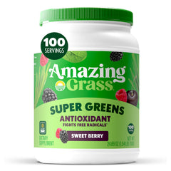 Amazing Grass greens superfood powder tub, a convenient daily greens boost for balanced nutrition.