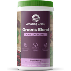 Amazing Grass Greens Superfood tub open with vibrant greens for daily use