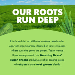 Amazing Grass Non-GMO vegan gluten-free packaging appeals to clean-label diets.