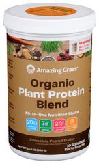 Amazing Grass Organic Plant Protein Blend bottle showing vegan protein for daily nutrition