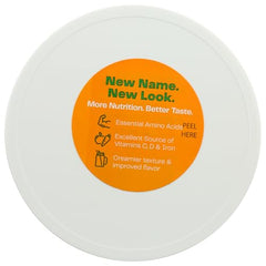 Serving scoop with 18 servings per container and measuring cup