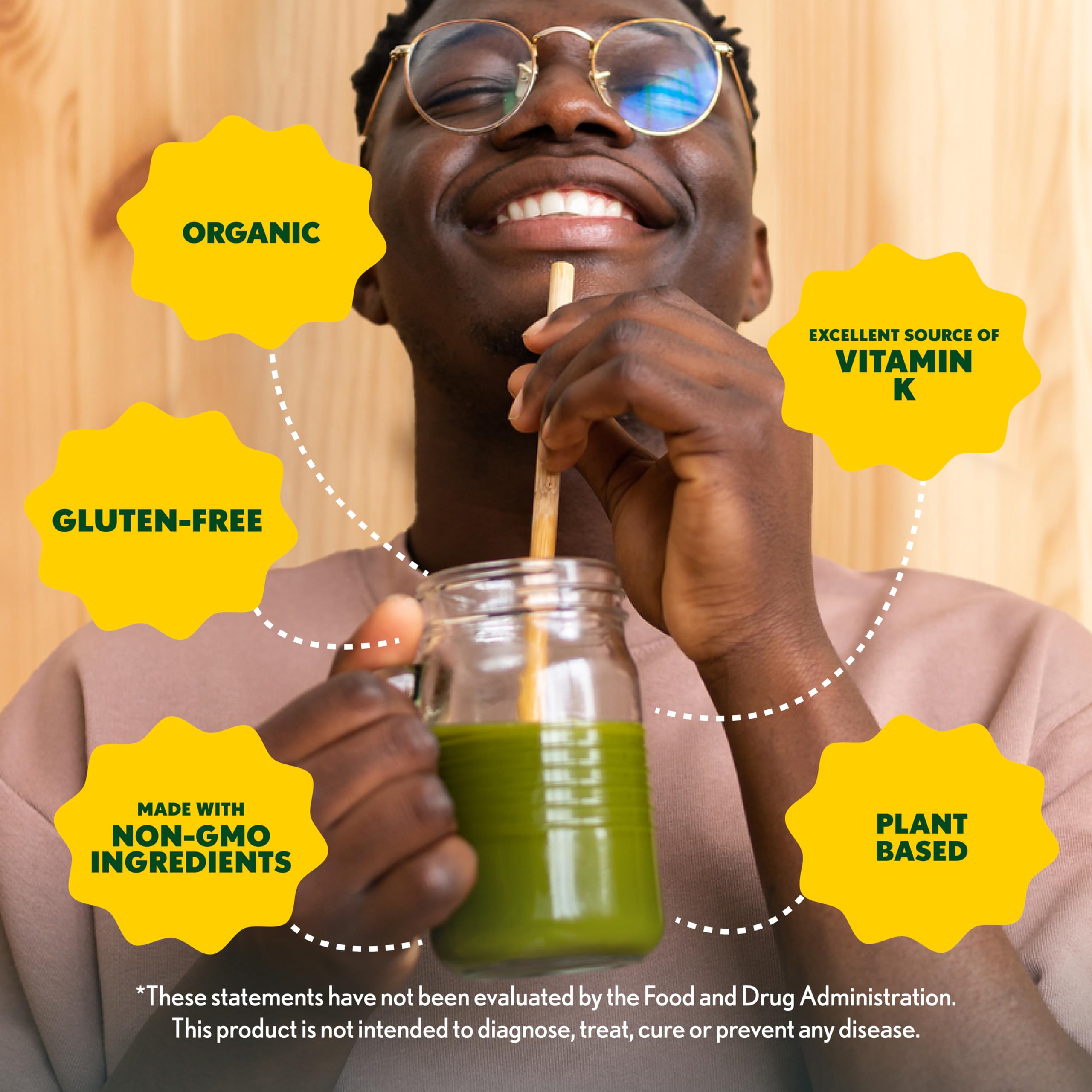 Amazing Grass Organic Wheat Grass Powder bottle featuring USDA Organic certification.