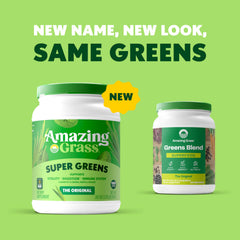 Spirulina and alfalfa powders featured as nutrient-rich ingredients from Amazing Grass