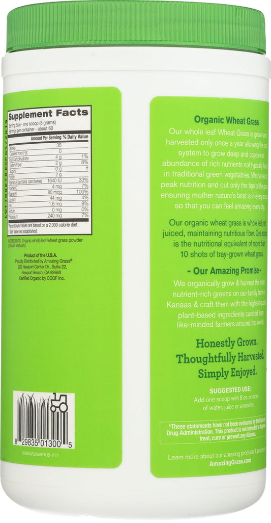 Measuring spoon with Amazing Grass Wheat Grass Powder for easy servings