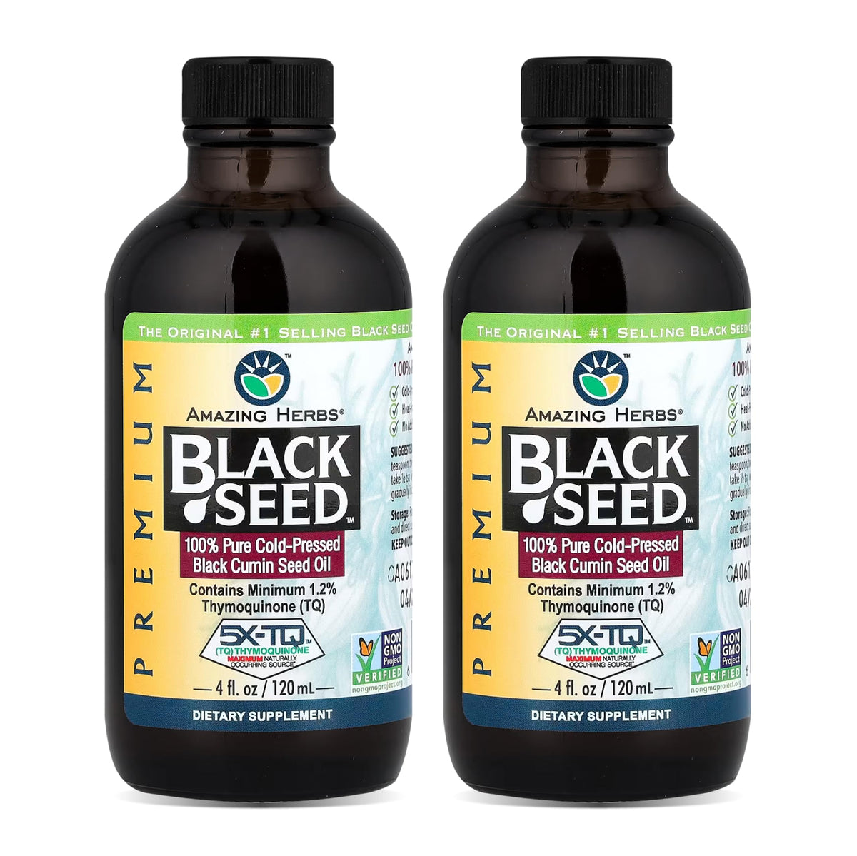 Amazing Herbs Black Seed Oil bottle pour for daily immune support