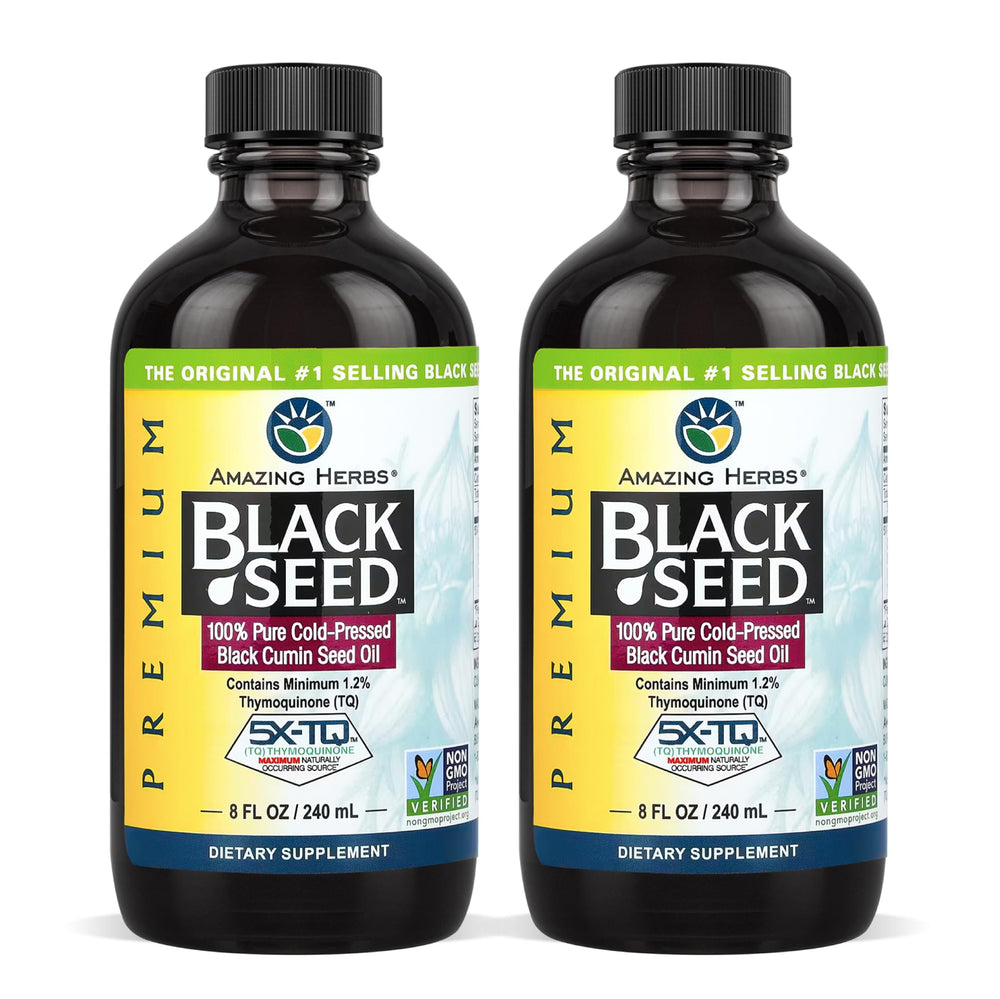 Amazing Herbs black seed oil bottle for daily wellness