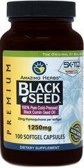 Amazing Herbs Black Seed Oil pills 1250mg bottle front view for daily use.