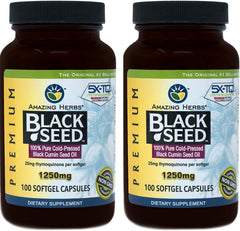 Amazing Herbs black seed oil pills bottle front with premium packaging and high-strength capsules