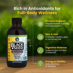 Amazing Herbs Black Seed Oil pouring into glass for daily vitality