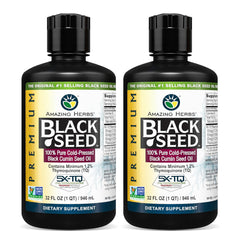 Amazing Herbs Black Seed Oil bottle front view for daily immune support.