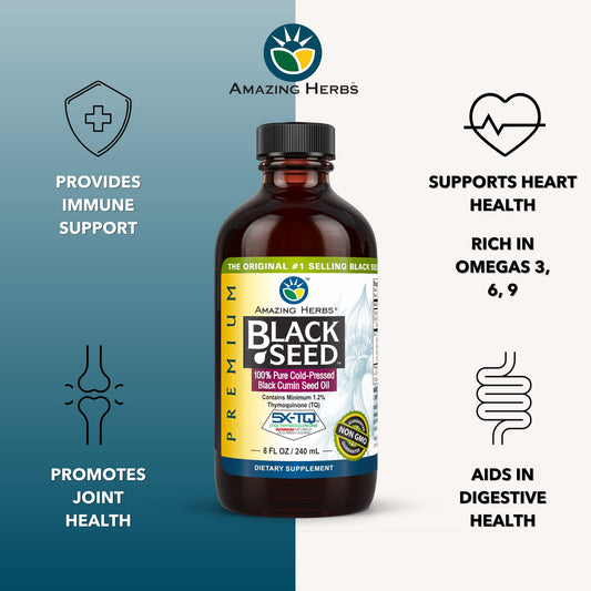 Amazing Herbs Black Seed Oil pour facilitates easy dosage and use.