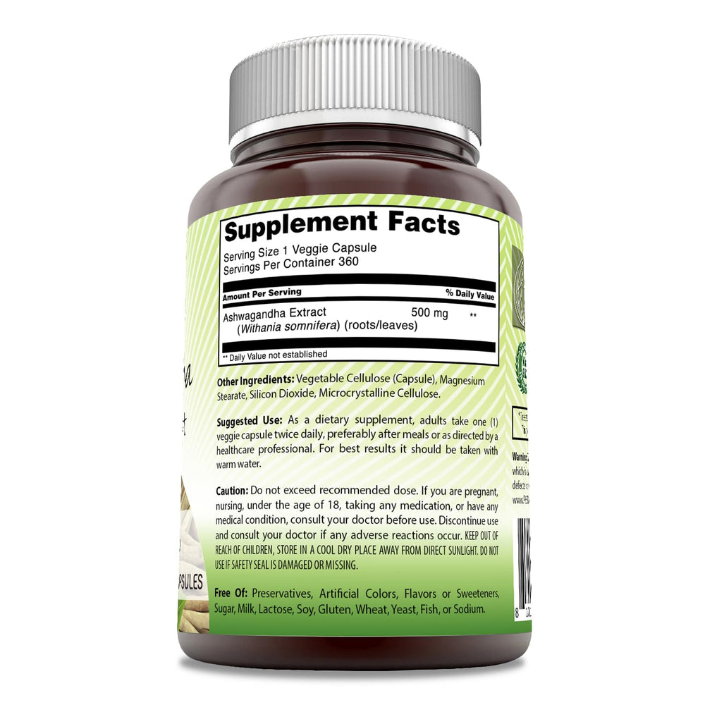 Amazing India Ashwagandha 360 capsules pack highlights convenient daily use.
