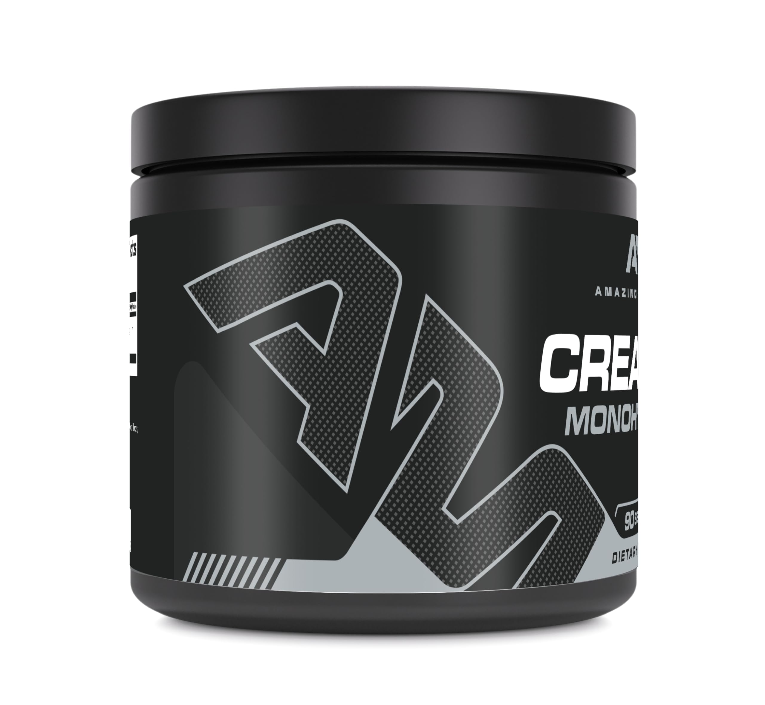 Amazing Muscle Creatine Micronized bottle back label with purity info