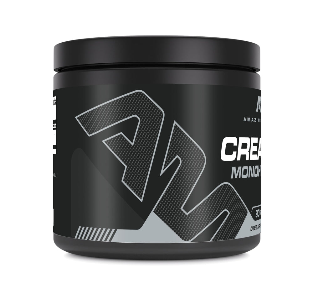Amazing Muscle Creatine Micronized bottle back label with purity info