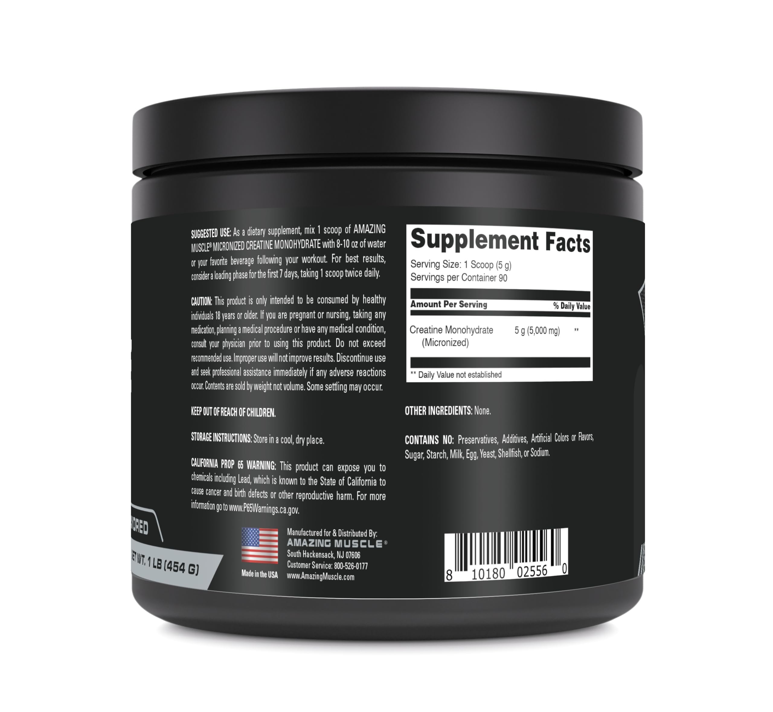 Amazing Muscle Creatine Micronized scoop showing precise 5000 mg serving