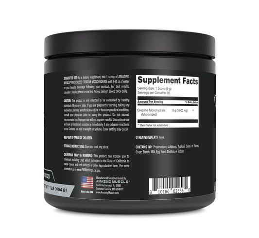 Amazing Muscle Creatine Micronized scoop showing precise 5000 mg serving