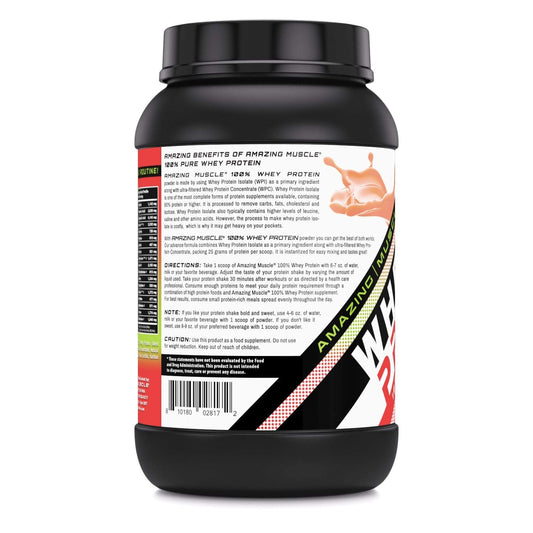 Amazing Muscle Strawberry whey shake glass highlights a smooth, tasty post-workout drink