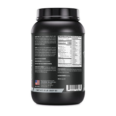 Amazing Muscle bottle and label emphasizing USA-made quality and zero fat