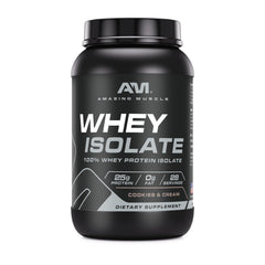 Amazing Muscle Whey Isolate packaging in Cookies & Cream for easy flavor choice