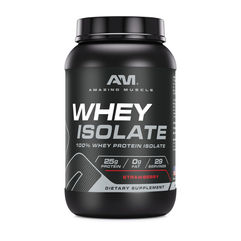 Amazing Muscle Whey Isolate powder jar for post-workout protein boost
