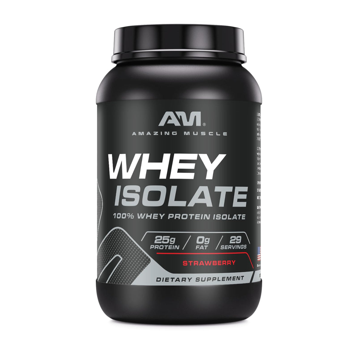 Amazing Muscle Whey Isolate powder jar for post-workout protein boost