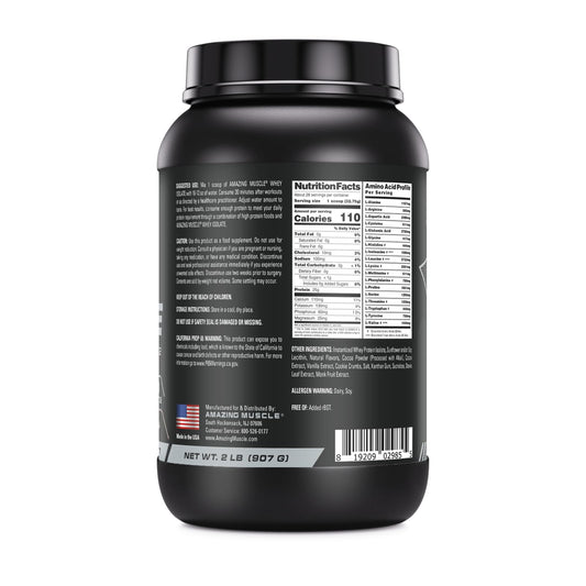 Amazing Muscle Whey Isolate serving scoop demonstrates 25 g portion