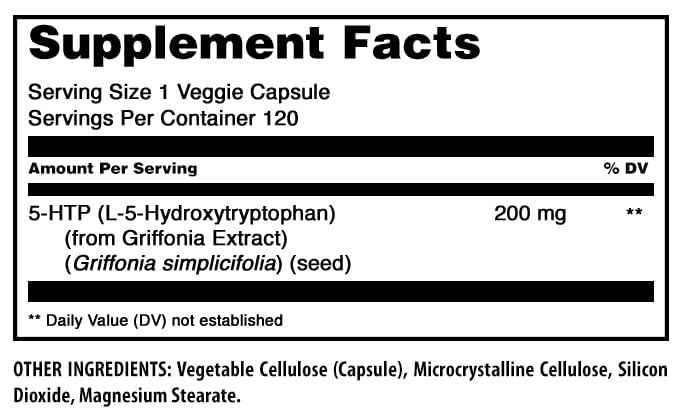 Amazing Nutrition Amazing Formulas 5-HTP package open with capsules inside