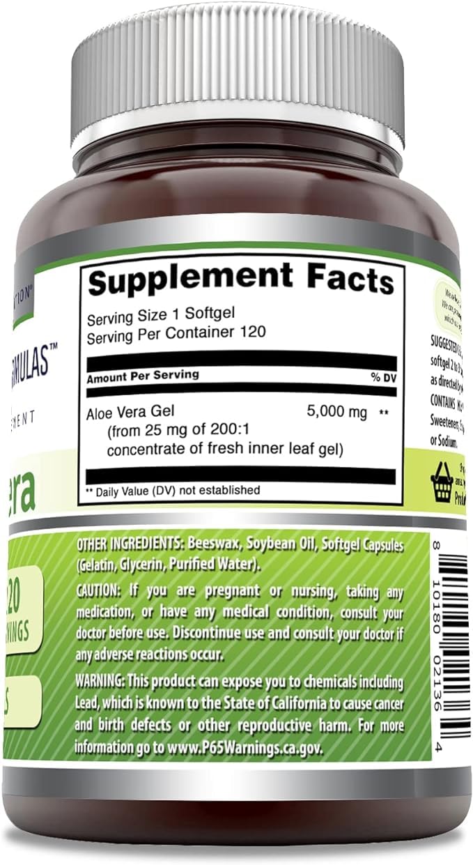 Close-up of the Aloe Vera 25 mg concentrate label highlighting potent 200:1 extraction.