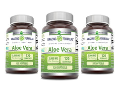 Amazing Nutrition Amazing Formulas Aloe Vera softgel bottle showing the label for daily wellness support.
