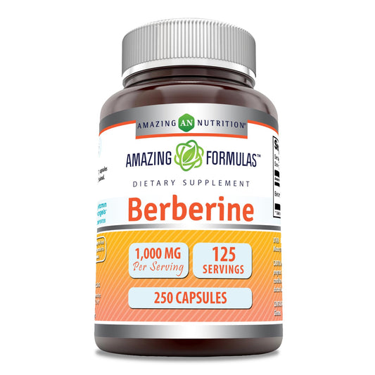 Amazing Nutrition Berberine bottle-front view highlights purity and potency.