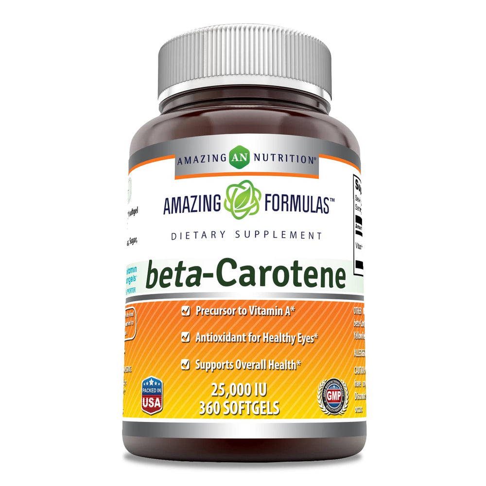 Amazing Formulas Beta Carotene bottle for daily antioxidant support.