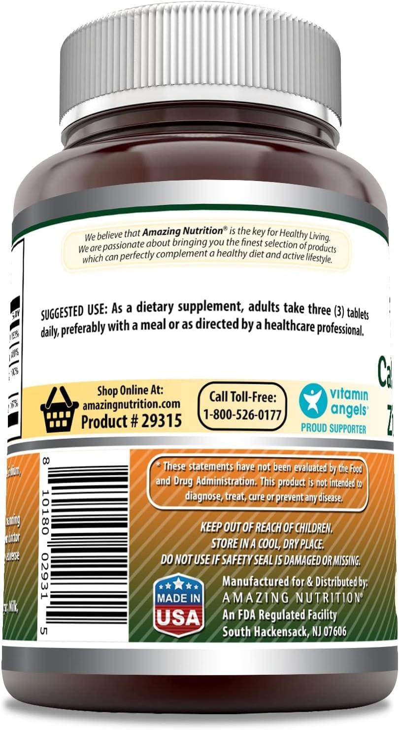 Close-up of tablets from Amazing Formulas supplement for everyday mineral support.