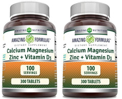 Amazing Formulas calcium magnesium zinc bottle front with vitamin D3 for daily mineral support.